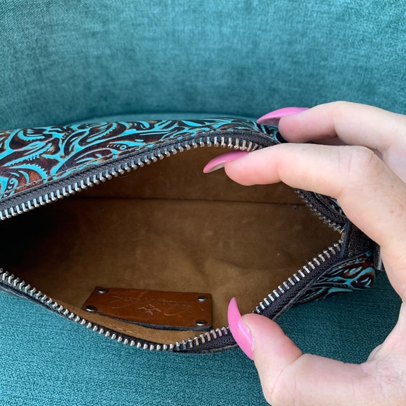 Patricia Nash Brown and Teal Cosmetic Bag - Picture 3 of 8